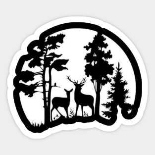 Deer under the moonlight Sticker